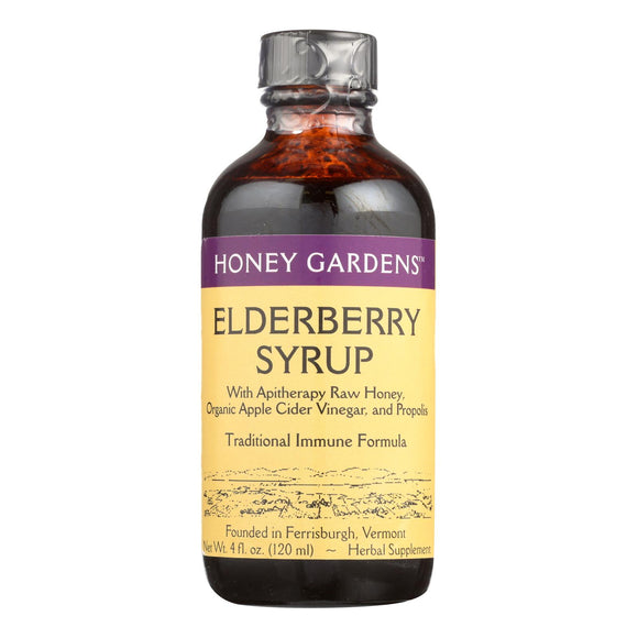 Honey Gardens Apiaries Elderberry Syrup - Apitherapy Raw Honey - Propolis And Elderberries - Cough - 4 Oz - Vita-Shoppe.com