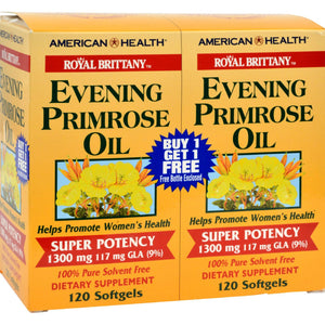 American Health Royal Brittany Evening Primrose Oil Twin Pack - 1300 Mg - 120+120 Softgels - Vita-Shoppe.com