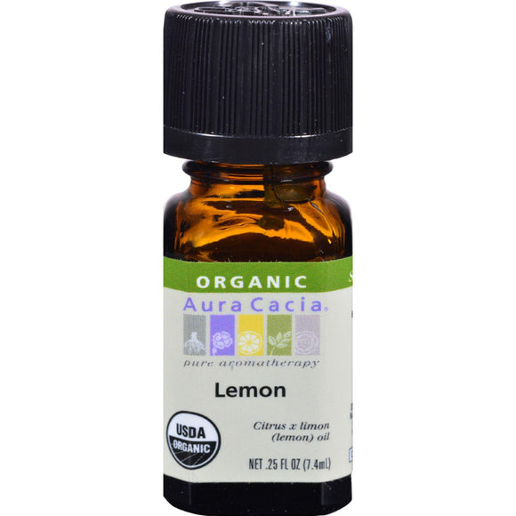 Aura Cacia Organic Essential Oil - Lemon - .25 Oz - Vita-Shoppe.com