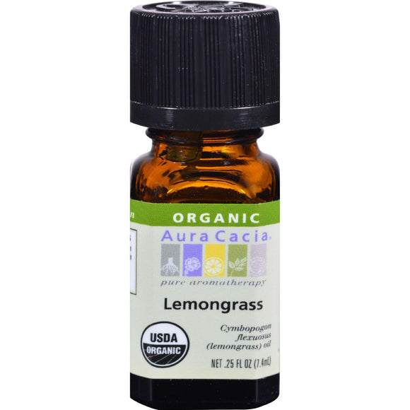 Aura Cacia Organic Essential Oil - Lemongrass - .25 Oz - Vita-Shoppe.com
