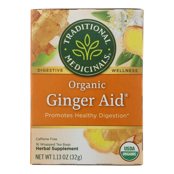 Traditional Medicinals Organic Ginger Aid Herbal Tea - 16 Tea Bags - Case Of 6 - Vita-Shoppe.com