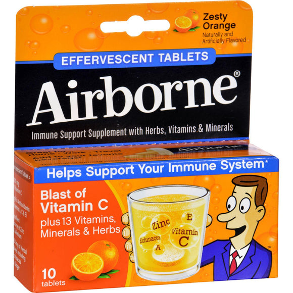 Airborne Effervescent Tablets With Vitamin C - Zesty Orange - 10 Tablets - Vita-Shoppe.com