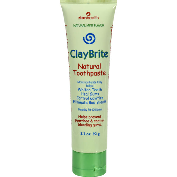Zion Health Claybrite Natural Toothpaste - Natural Mint - 3.2 Oz - Vita-Shoppe.com