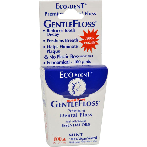 Eco-dent Gentlefloss Premium Dental Floss Mint - 100 Yards - Case Of 6 - Vita-Shoppe.com
