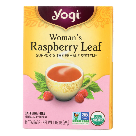 Yogi Organic Woman's Herbal Tea Raspberry Leaf - 16 Tea Bags - Case Of 6 - Vita-Shoppe.com