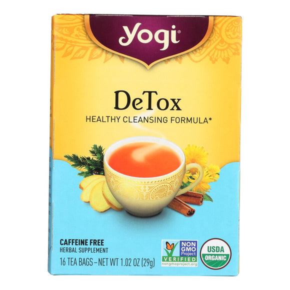 Yogi Detox Herbal Tea Caffeine Free - 16 Tea Bags - Case Of 6 - Vita-Shoppe.com