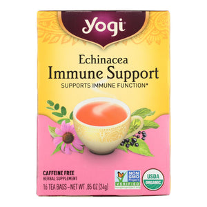 Yogi Immune Support Herbal Tea Echinacea - 16 Tea Bags - Case Of 6 - Vita-Shoppe.com