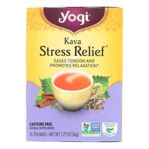 Yogi Kava Stress Relief Herbal Tea Caffeine Free - 16 Bag - Case Of 6 - Vita-Shoppe.com