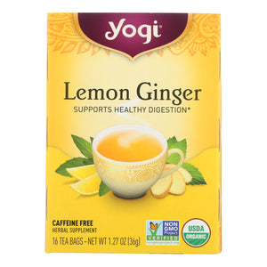 Yogi 100% Natural Herbal Tea Caffeine Free Lemon Ginger - 16 Tea Bags - Case Of 6 - Vita-Shoppe.com