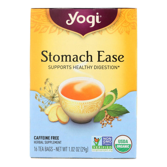 Yogi Organic Stomach Ease Herbal Tea - 16 Tea Bags - Case Of 6 - Vita-Shoppe.com