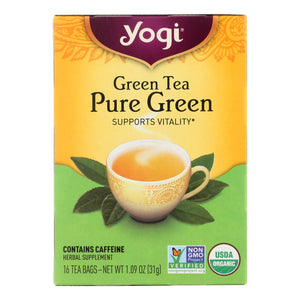 Yogi Organic Pure Green Herbal Tea - 16 Tea Bags - Case Of 6 - Vita-Shoppe.com