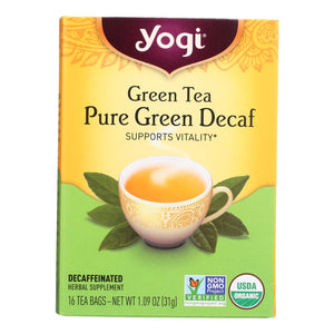 Yogi Organic Green Tea Caffeine Free - 16 Tea Bags - Case Of 6 - Vita-Shoppe.com