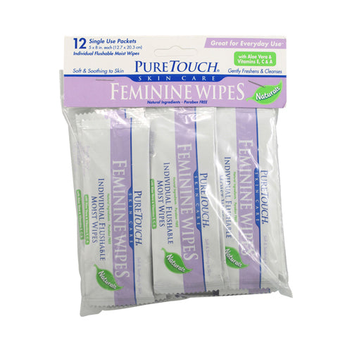 Puretouch Individual Flushable Moist Feminine Wipes - 12 Packets - Vita-Shoppe.com