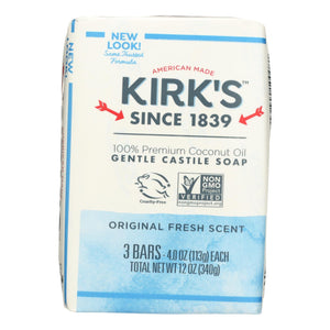 Kirk's Natural Castile Soap Original - 4 Oz Each - Pack Of 3 - Vita-Shoppe.com