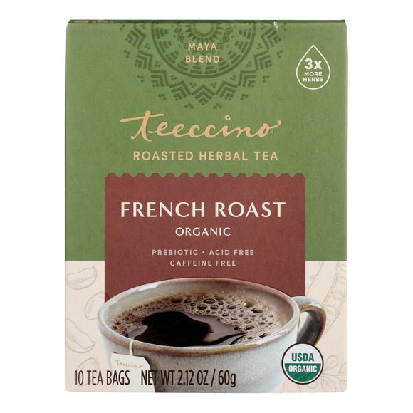 Teeccino French Roast Herbal Coffee Dark Roast - 10 Tea Bags - Case Of 6 - Vita-Shoppe.com