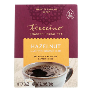 Teeccino Herbal Coffee Hazelnut - 10 Tea Bags - Case Of 6 - Vita-Shoppe.com