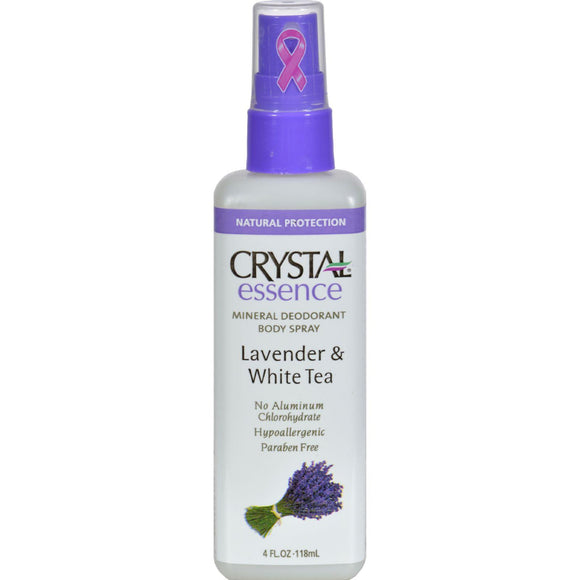 Crystal Essence Mineral Deodorant Body Spray Lavender And White Tea - 4 Fl Oz - Vita-Shoppe.com