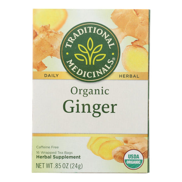 Traditional Medicinals Organic Ginger Herbal Tea - 16 Tea Bags - Case Of 6 - Vita-Shoppe.com