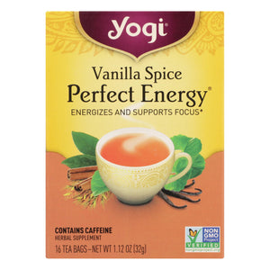 Yogi Perfect Energy Herbal Tea Vanilla Spice - 16 Tea Bags - Case Of 6 - Vita-Shoppe.com