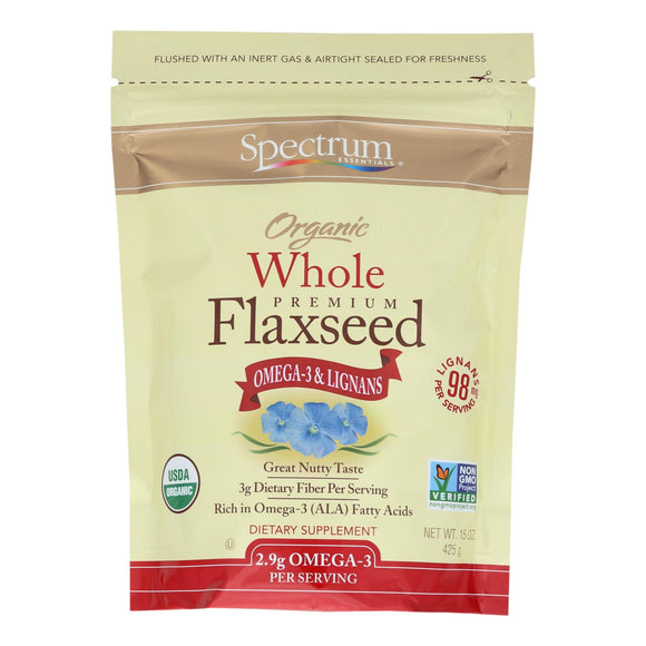 Spectrum Essentials Organic Whole Flaxseed - 15 Oz - Vita-Shoppe.com