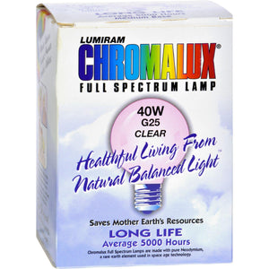 Chromalux Light Bulb Golbe Clear - 40w Bulb. - Vita-Shoppe.com