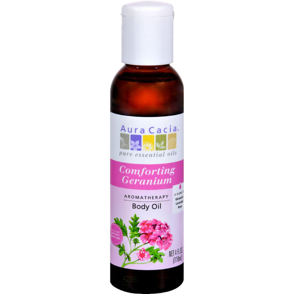 Aura Cacia Aromatherapy Body Oil Comforting Geranium - 4 Fl Oz - Vita-Shoppe.com