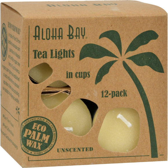 Aloha Bay Palm Wax Tea Lights With Aluminum Holder Cream - 12 Candles - Vita-Shoppe.com