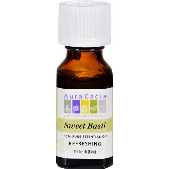 Aura Cacia Pure Essential Oil Sweet Basil - 0.5 Fl Oz - Vita-Shoppe.com
