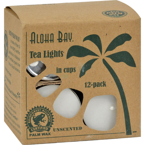 Aloha Bay Palm Wax Tea Lights With Aluminum Holder - 12 Candles - Vita-Shoppe.com