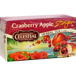 Celestial Seasonings Herbal Tea Caffeine Free Cranberry Apple Zinger - 20 Tea Bags - Case Of 6 - Vita-Shoppe.com