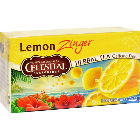 Celestial Seasonings Herbal Tea Caffeine Free Lemon Zinger - 20 Tea Bags - Case Of 6 - Vita-Shoppe.com