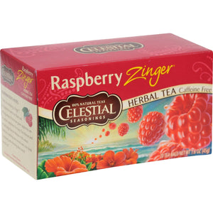 Celestial Seasonings Herbal Tea Caffeine Free Raspberry Zinger - 20 Tea Bags - Case Of 6 - Vita-Shoppe.com
