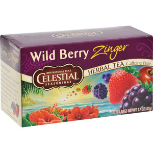 Celestial Seasonings Herb Tea Wild Berry Zinger - 20 Tea Bags - Case Of 6 - Vita-Shoppe.com