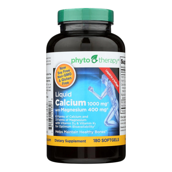 Phyto-therapy Liquid Calcium With Magnesium - 1000 Mg - 180 Softgels - Vita-Shoppe.com