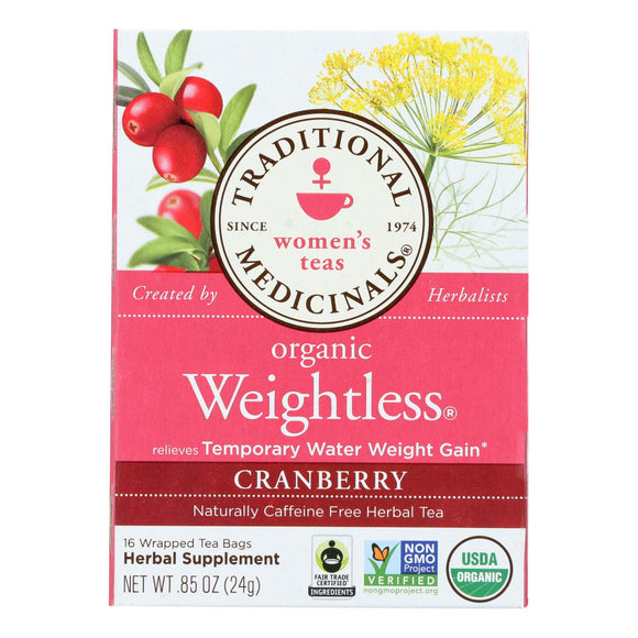 Traditional Medicinals Organic Weightless Cranberry Herbal Tea - 16 Tea Bags - Case Of 6 - Vita-Shoppe.com