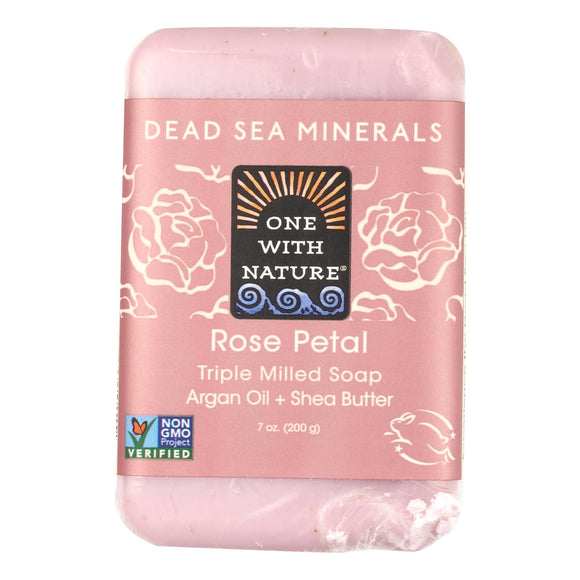 One With Nature Dead Sea Mineral Rose Petal Soap - 7 Oz - Vita-Shoppe.com