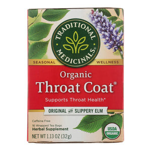 Traditional Medicinals Organic Throat Coat Herbal Tea - 16 Tea Bags - Case Of 6 - Vita-Shoppe.com