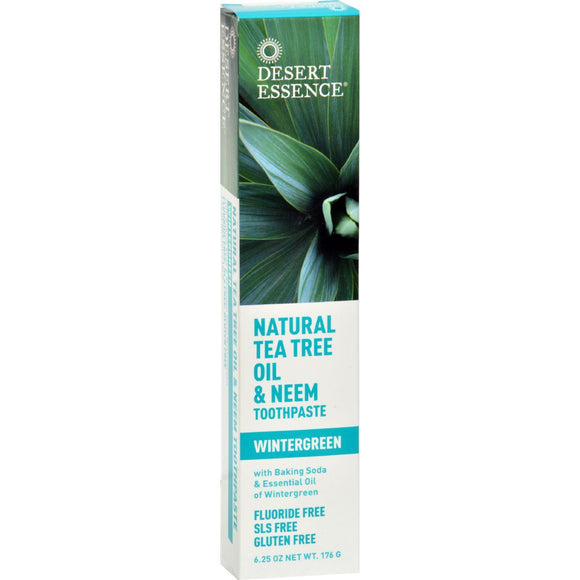 Desert Essence Natural Tea Tree Oil And Neem Toothpaste Wintergreen - 6.25 Oz - Vita-Shoppe.com
