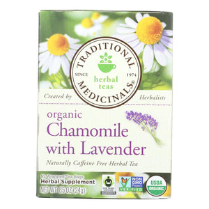 Traditional Medicinals Organic Chamomile With Lavender Herbal Tea - Caffeine Free - Case Of 6 - 16 Bags - Vita-Shoppe.com