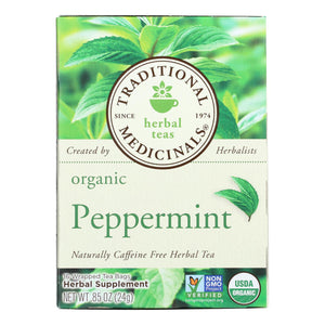 Traditional Medicinals Organic Peppermint Herbal Tea - Caffeine Free - Case Of 6 - 16 Bags - Vita-Shoppe.com