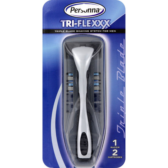 Personna Tri-flexxx Triple Blade Shaving System For Men - 1 Razor 2 Cartridges - Vita-Shoppe.com