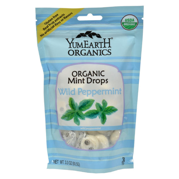 Yummy Earth Organic Candy Drops Wild Peppermint - 3.3 Oz - Case Of 6 - Vita-Shoppe.com