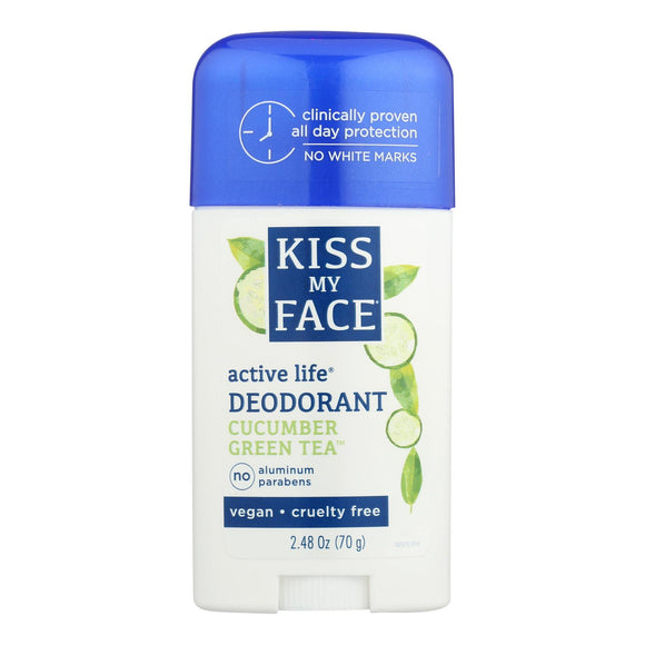 Kiss My Face Deodorant Active Life Cucumber Green Tea Aluminum Free - 2.48 Oz - Vita-Shoppe.com