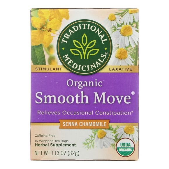 Traditional Medicinals Organic Smooth Move Chamomile Herbal Tea - 16 Tea Bags - Case Of 6 - Vita-Shoppe.com