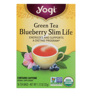 Yogi Green Slim Life Herbal Tea Blueberry - 16 Tea Bags - Case Of 6 - Vita-Shoppe.com