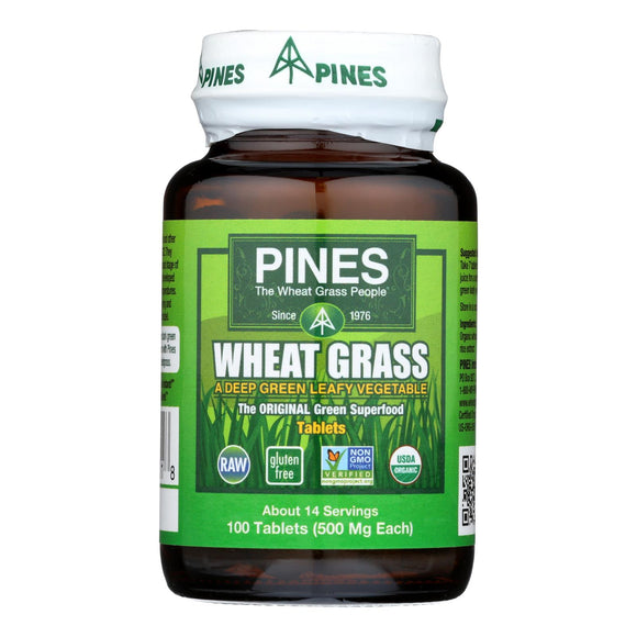 Pines International Organic Wheat Grass - 500 Mg - 100 Tablets - Vita-Shoppe.com