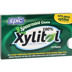 Epic Dental Spearmint Gum - Xylitol Sweetened - Case Of 12 - 12 Pack - Vita-Shoppe.com