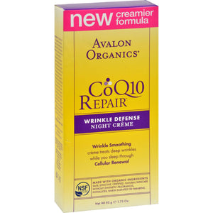 Avalon Organics Coq10 Wrinkle Defense Night Creme - 1.75 Fl Oz - Vita-Shoppe.com