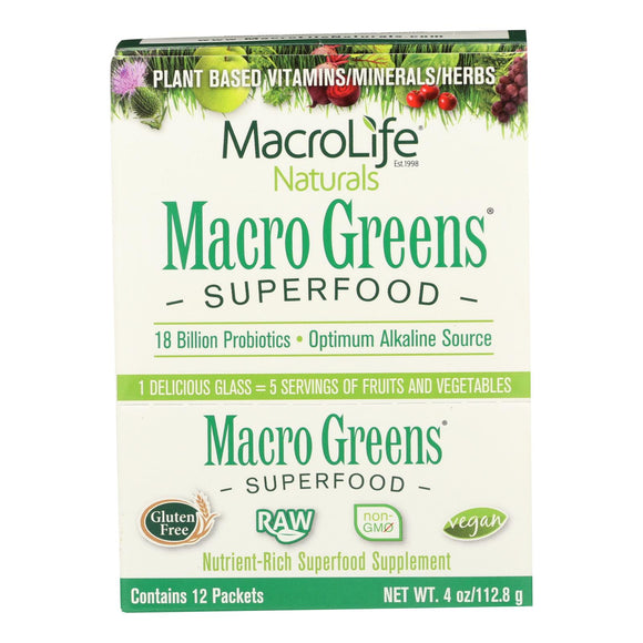 Macrolife Naturals Macro Greens Original - 12 Packets - 4 Oz - Vita-Shoppe.com