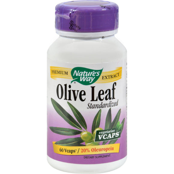 Nature's Way Olive Leaf Standardized 20% Oleuropein - 60 Vegetarian Capsules - Vita-Shoppe.com